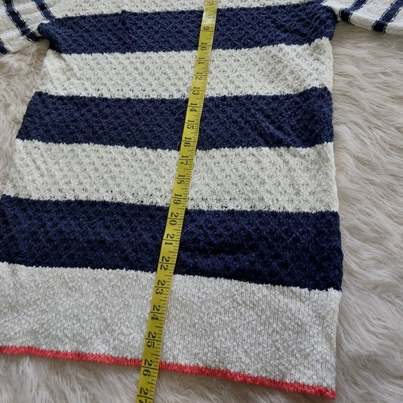 Ann Taylor Loft Women's 100% Cotton Navy Stripped Roll Up Sleeve Sweatshirt S - Picture 8 of 9